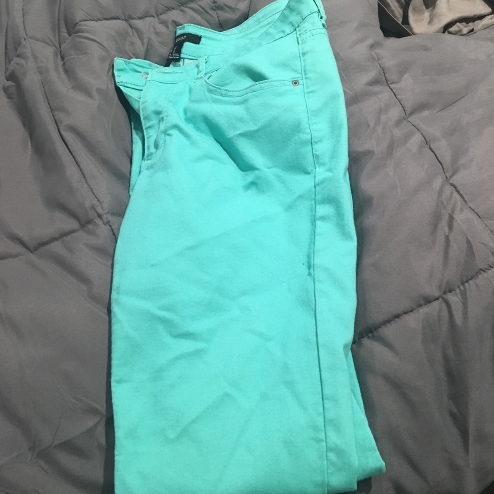 Turquoise/teal skinny jeans